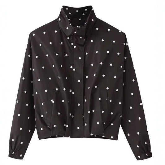 Blouson à pois col montant, vue de face