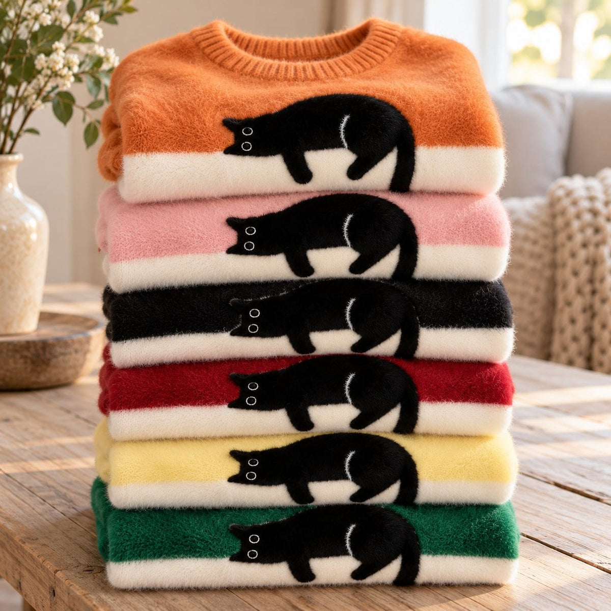 Pull femme imprimé chat, coupe décontractée relaxed fit 8