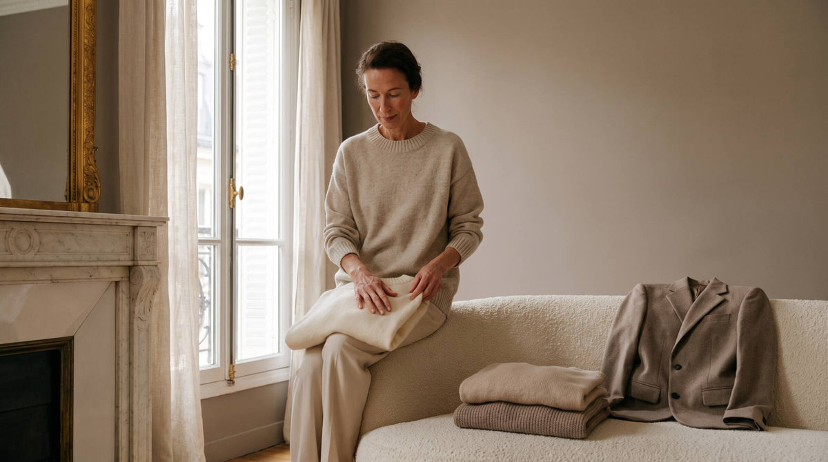Un pull en maille plié avec soin