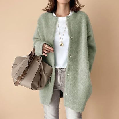 Cardigan mi-long à boutons en maille