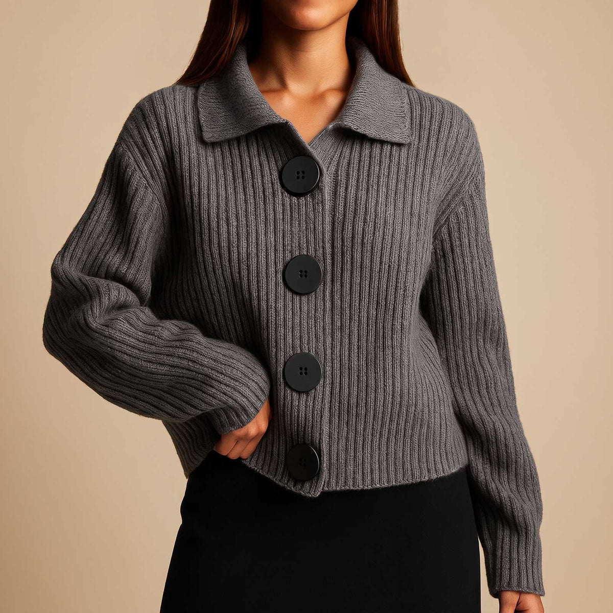 Cardigan oversize en grosse maille côtelée