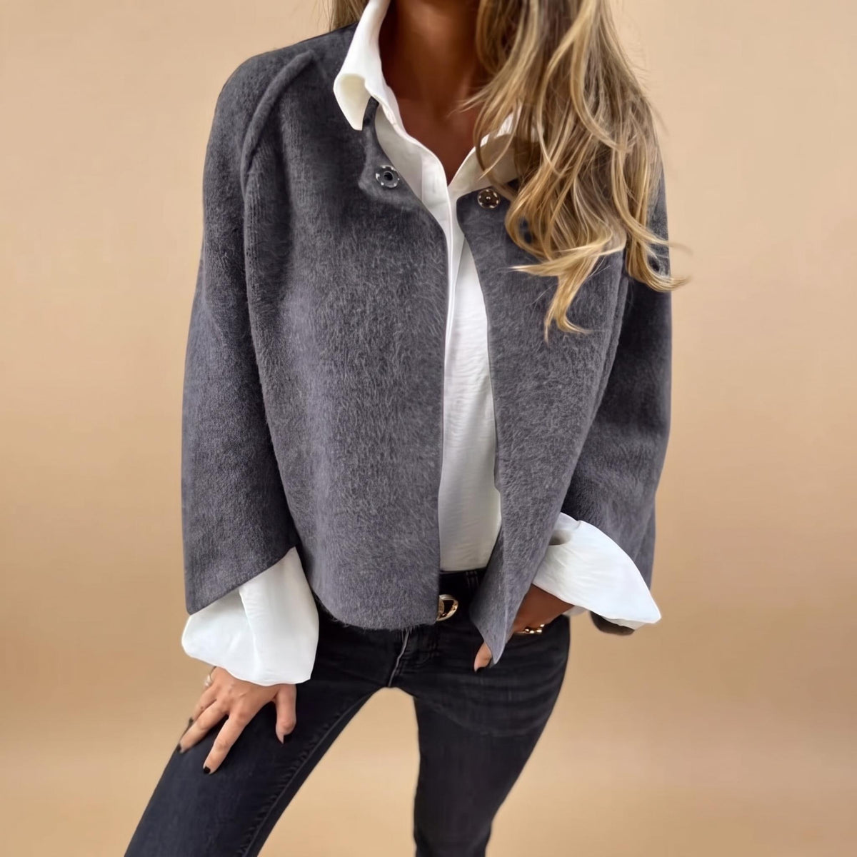 Manteau ouvert à épaules tombantes