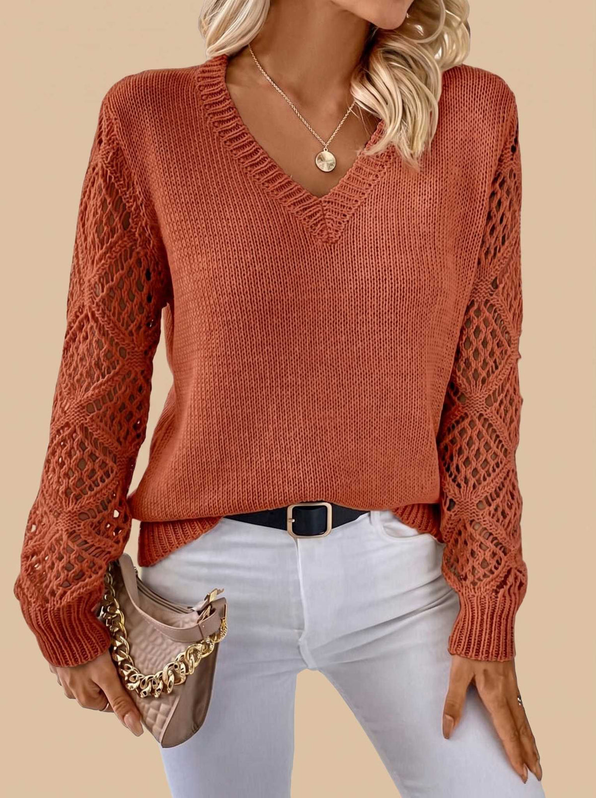 Pull col V en maille fine