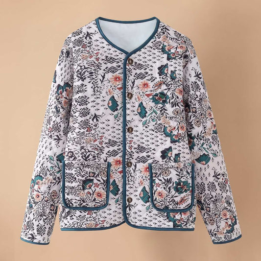 Veste-chemise matelassée à imprimé mixte