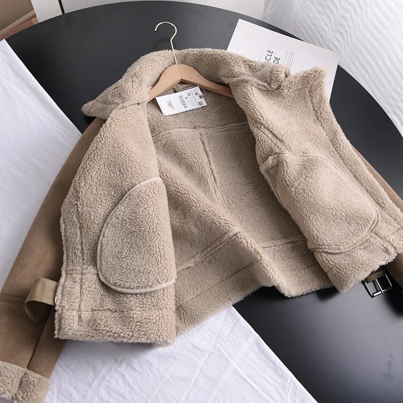 Blouson aviateur effet daim doublé sherpa, doublure intérieure