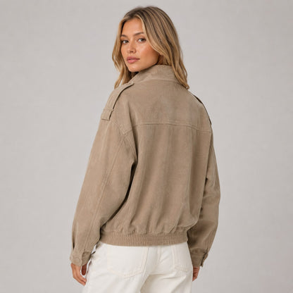 Blouson aviateur femme effet daim vu de dos 3