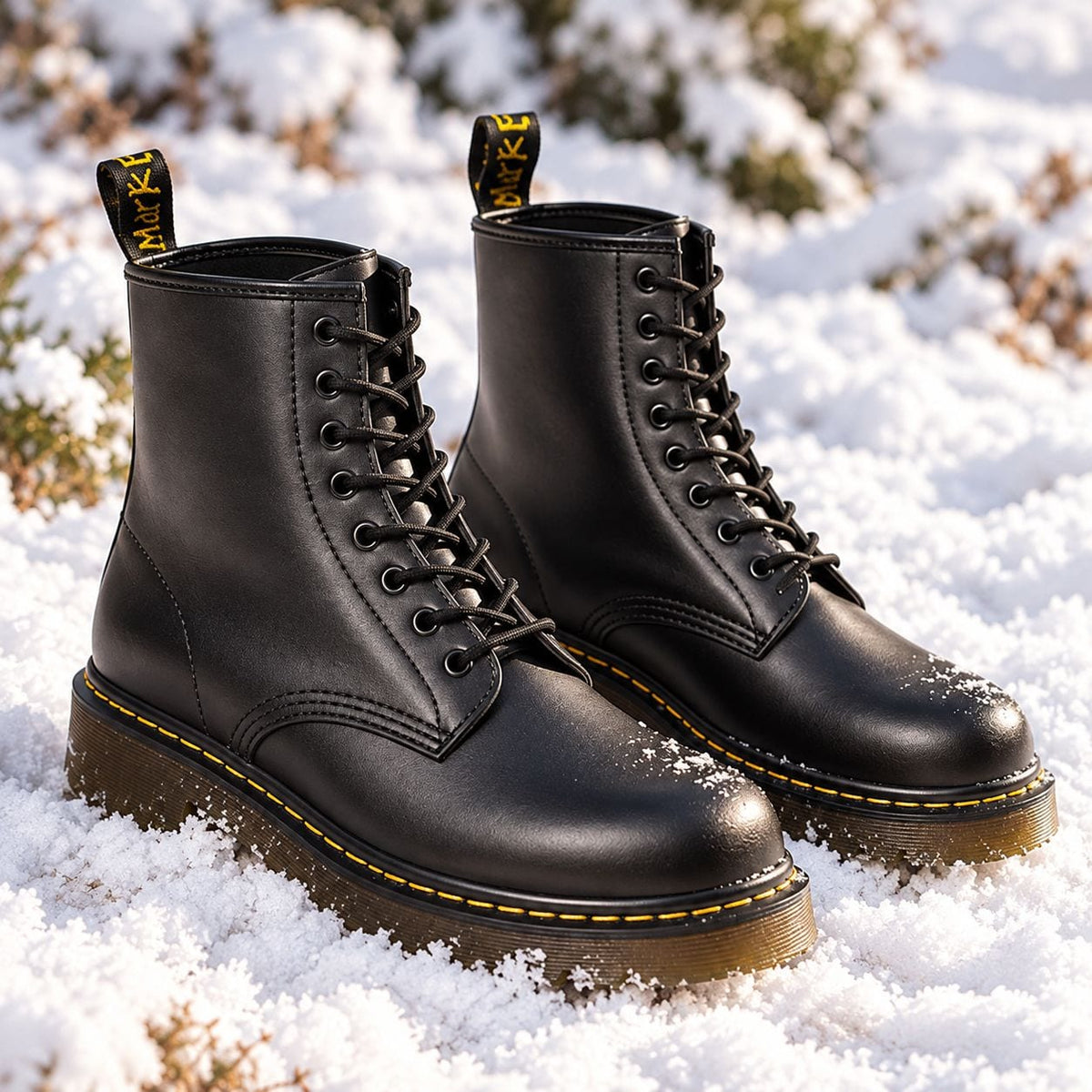 Bottes à lacets unisexes en cuir véritable 1