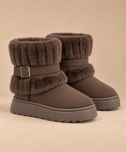 Bottes de neige femme à enfiler, col fausse fourrure 1