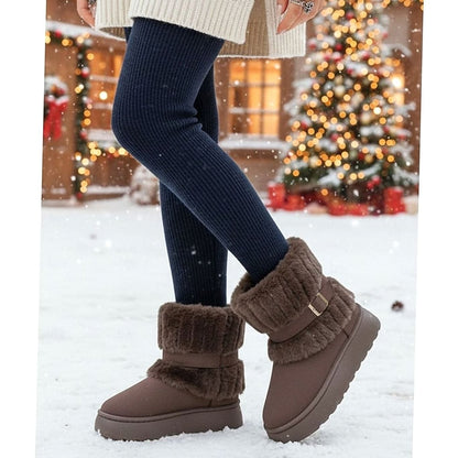 Bottes de neige femme à enfiler, col fausse fourrure 3