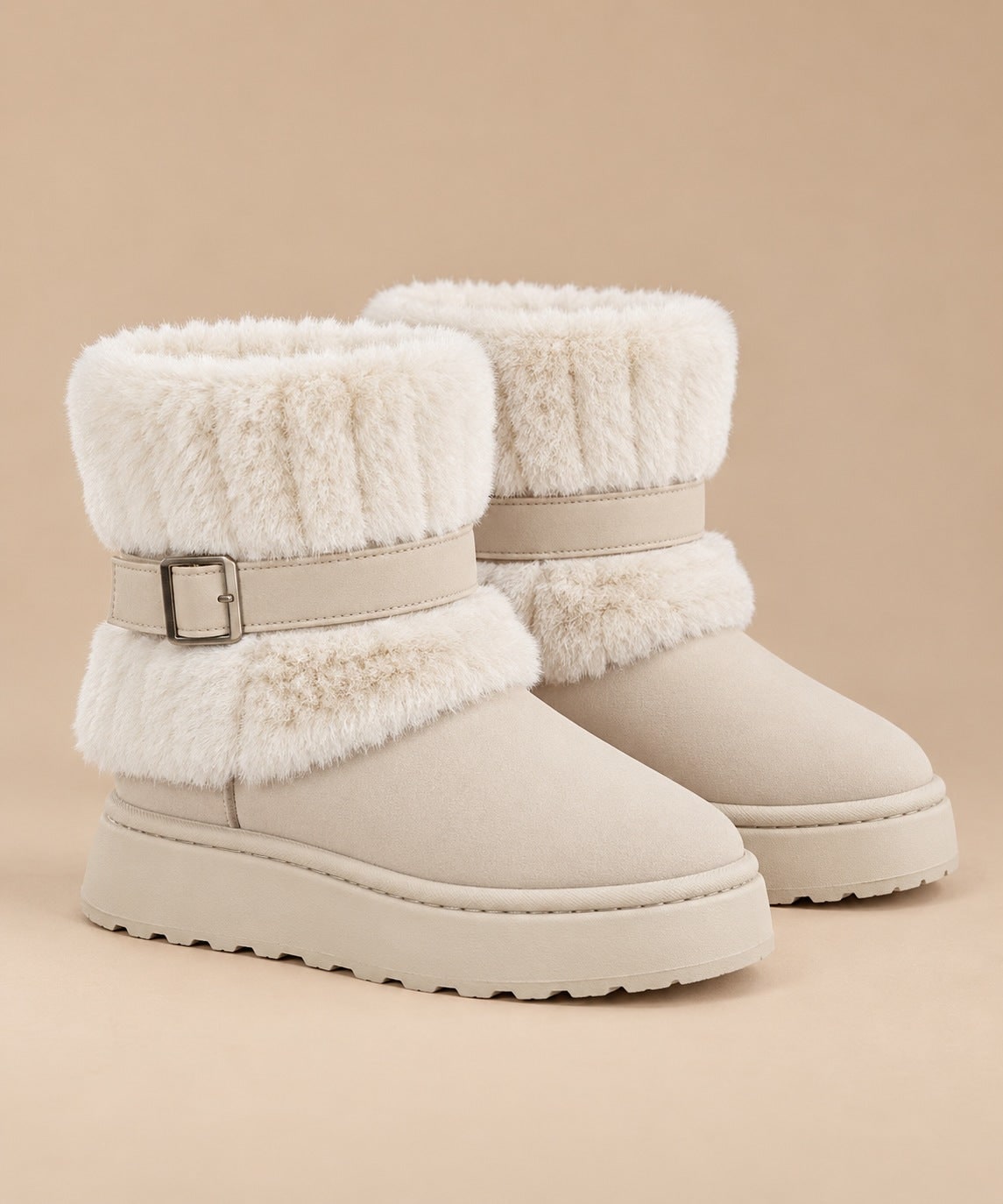Bottes de neige femme à enfiler, col fausse fourrure 5