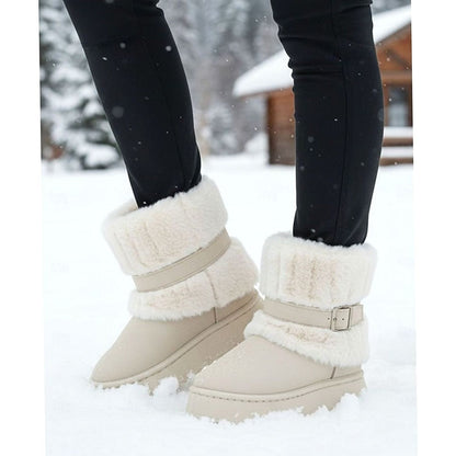 Bottes de neige femme à enfiler, col fausse fourrure 8