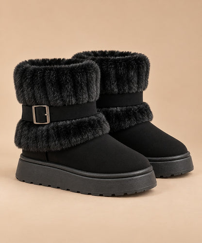 Bottes de neige femme à enfiler, col fausse fourrure 9