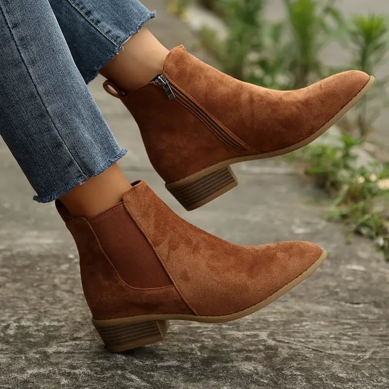 Bottines Chelsea femme en daim synthétique premium 1