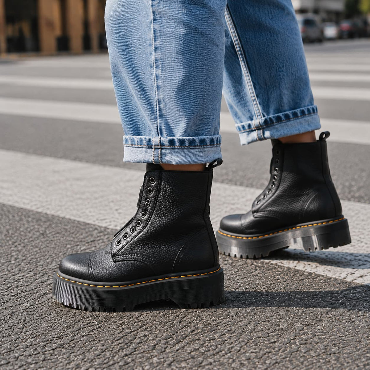Bottines à plateforme épaisse et crantée avec zip devant 2