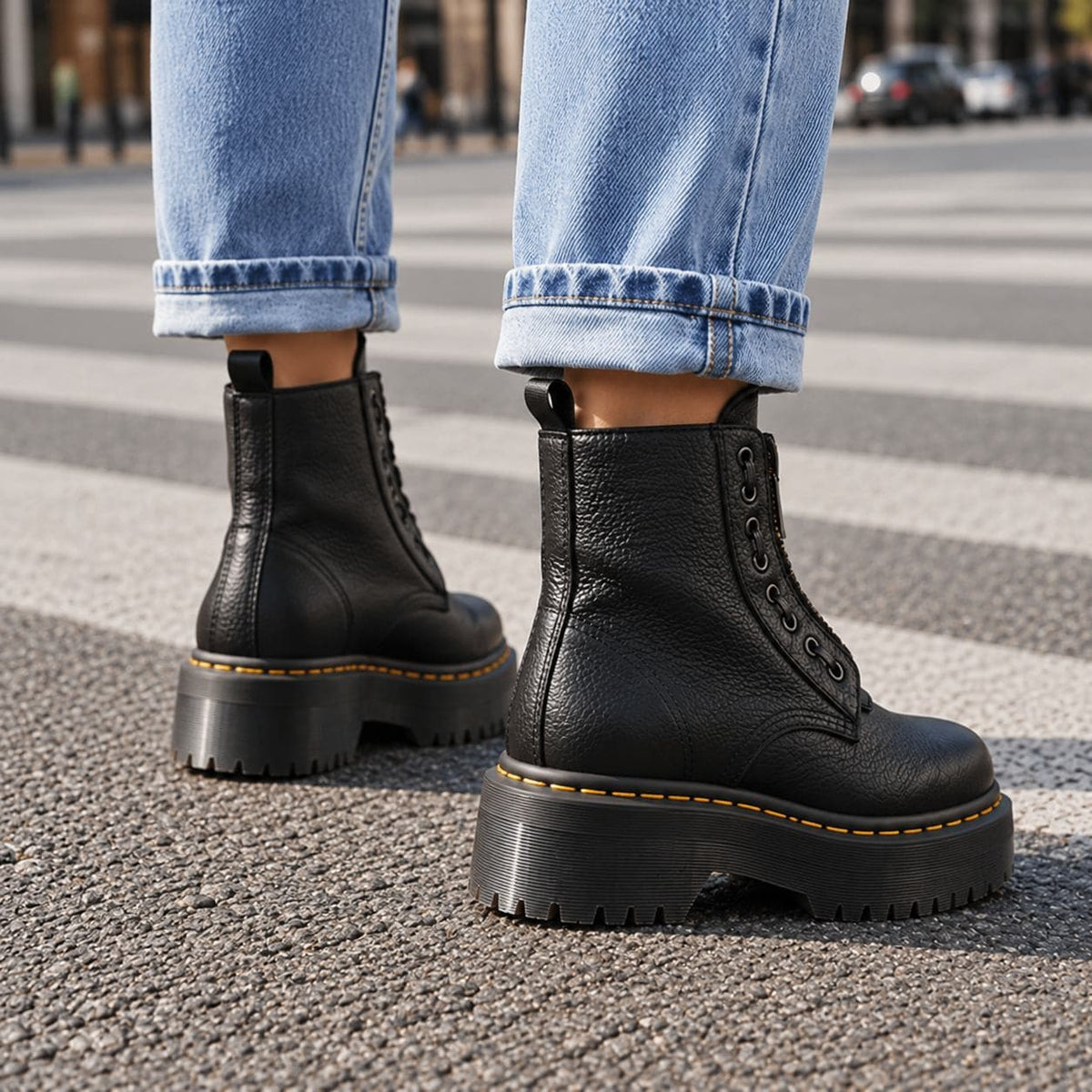 Bottines à plateforme épaisse et crantée avec zip devant 6