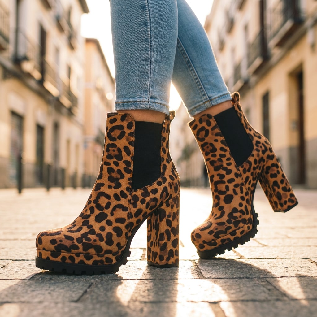 Bottines à talon bloc effet daim femme, plateforme 4