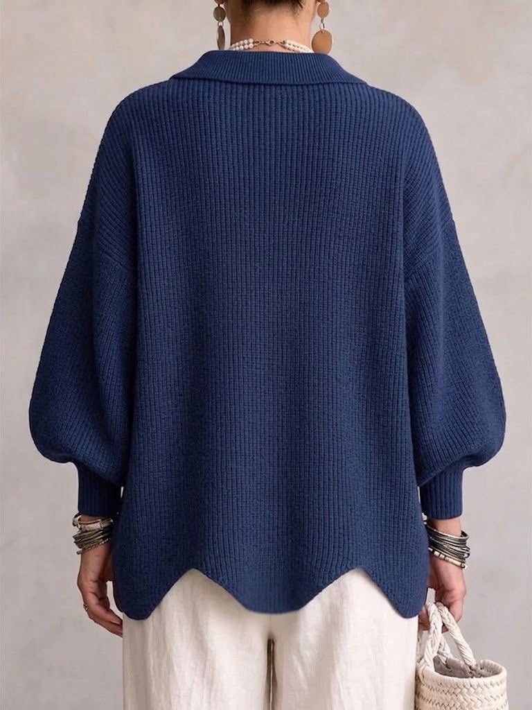 Cardigan oversize femme, manches lanterne, boutons dorés 3