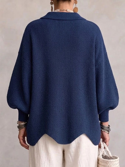 Cardigan oversize femme, manches lanterne, boutons dorés 3