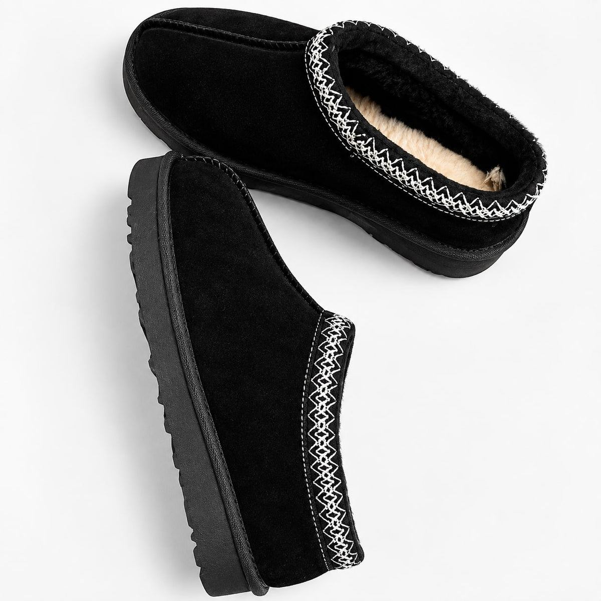 Léonie chaussons femme noir doublure douce vue de dessus