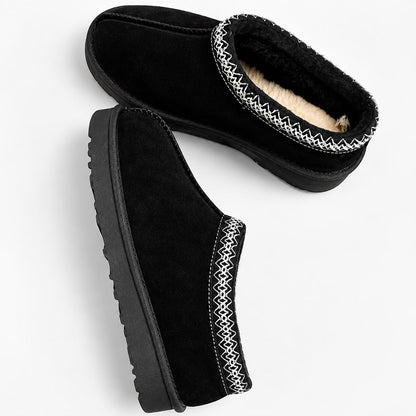 Léonie chaussons femme noir doublure douce vue de dessus