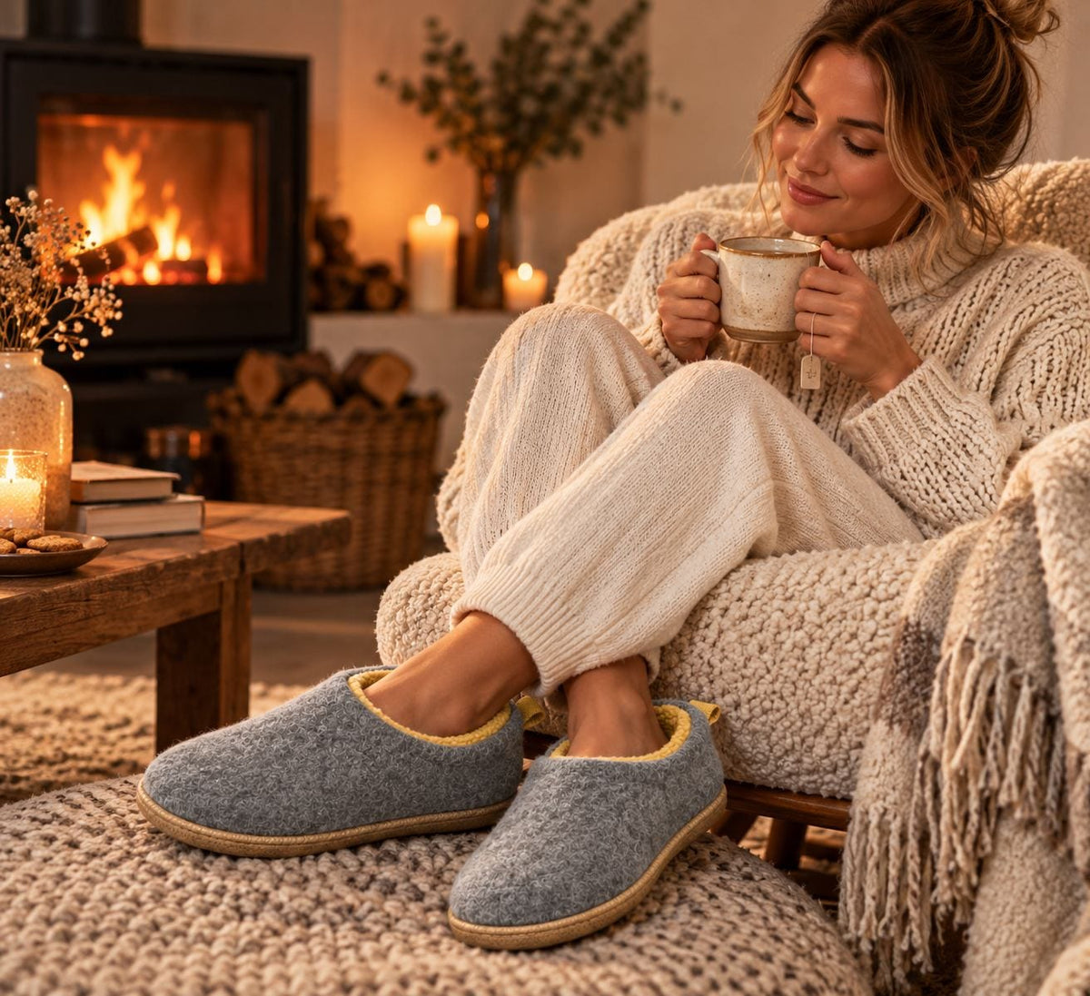 Chaussons orthopédiques unisexes, pantoufles chaudes doublées polaire 7