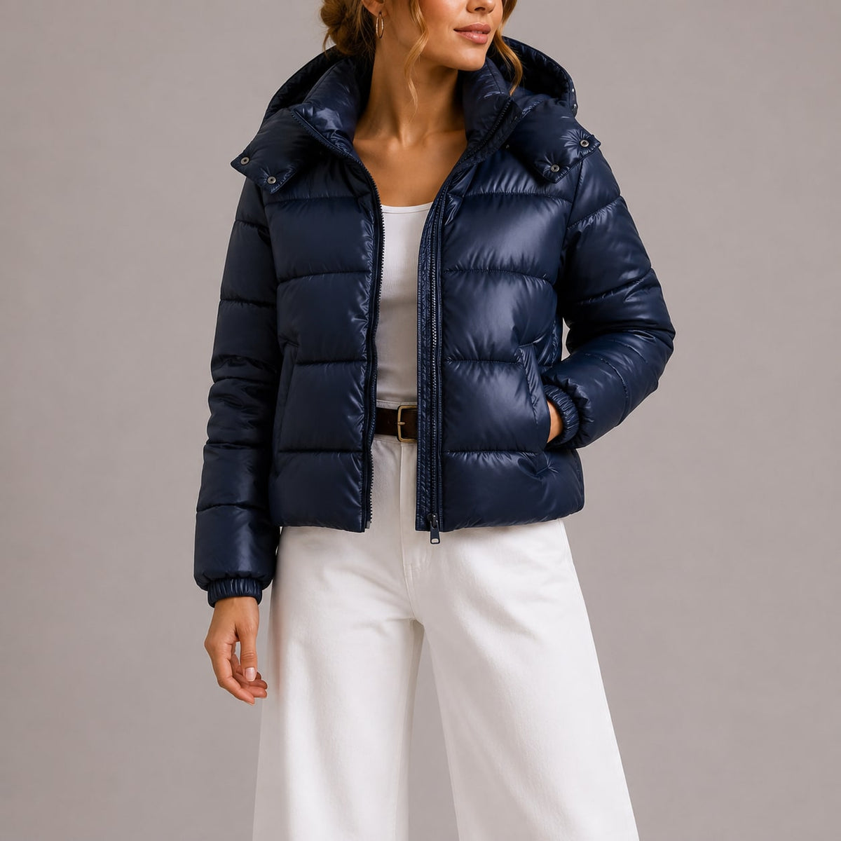 Doudoune à capuche femme, manteau matelassé léger 3