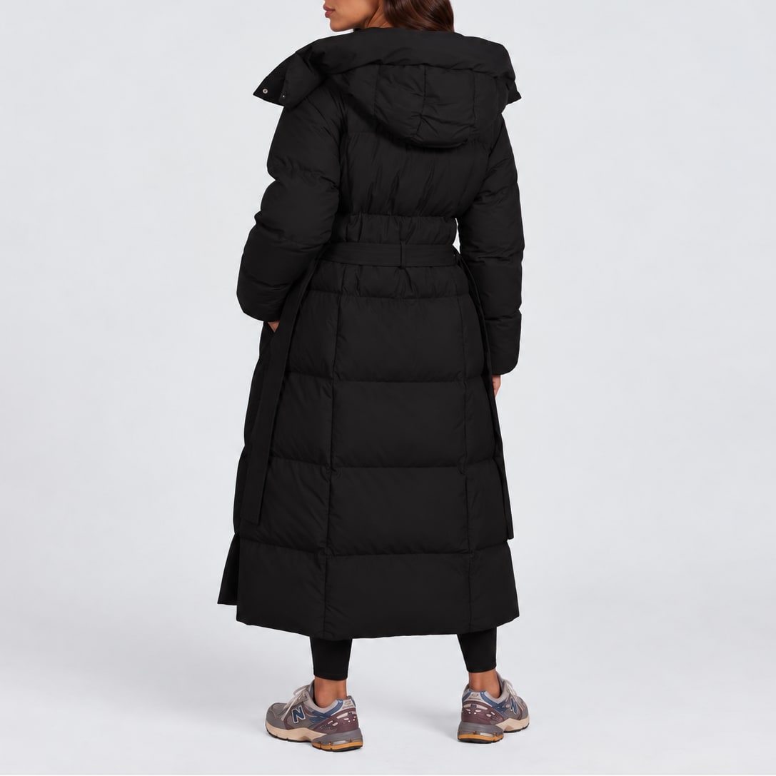Louise | Femme Longue Ceinturée Capuche Matelassée Hiver Doudoune 4