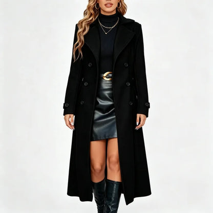 Manteau croisé effet laine à revers cranté et coupe cintrée 6