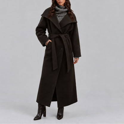 Charlotte | Femme Long Ceinturé Portefeuille Grand Col Hiver Manteau 2