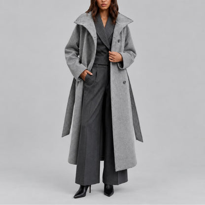 Charlotte | Femme Long Ceinturé Portefeuille Grand Col Hiver Manteau 3