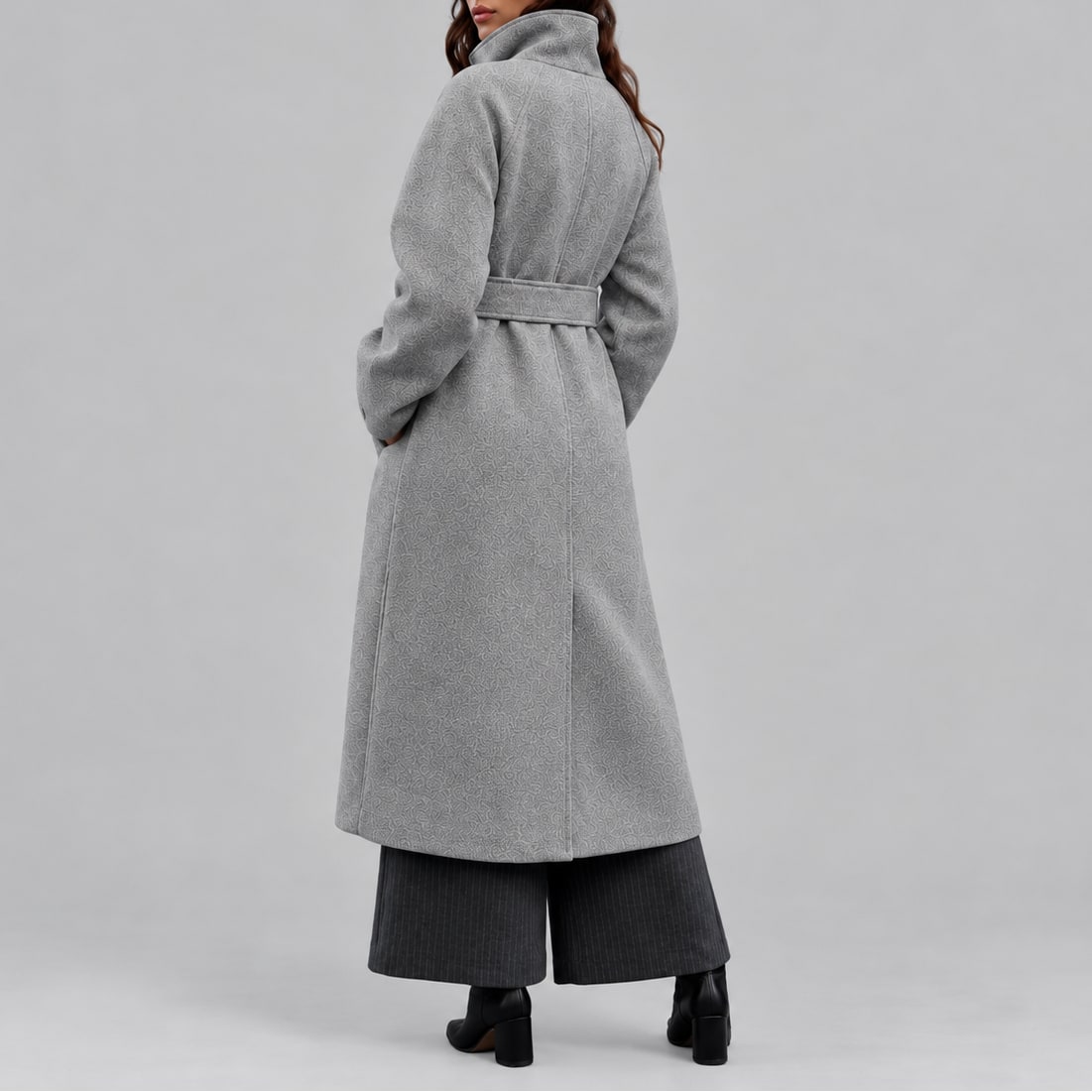 Charlotte | Femme Long Ceinturé Portefeuille Grand Col Hiver Manteau 4
