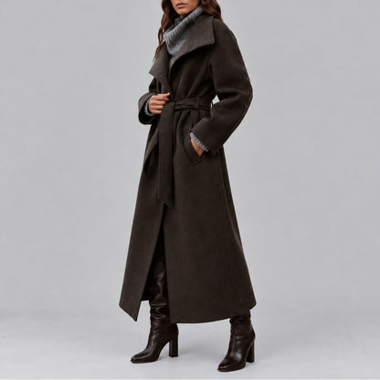 Charlotte | Femme Long Ceinturé Portefeuille Grand Col Hiver Manteau 5