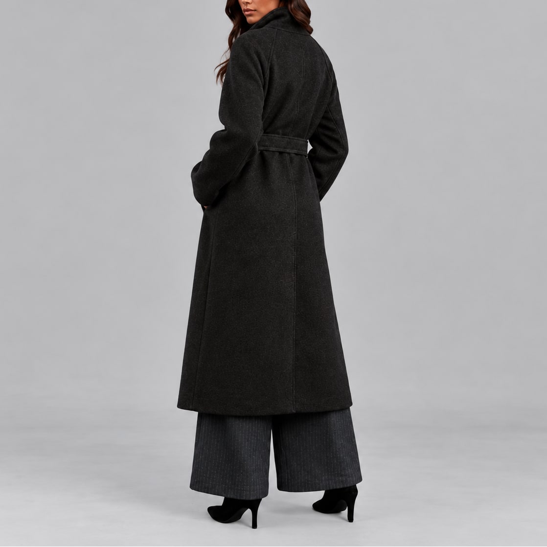 Charlotte | Femme Long Ceinturé Portefeuille Grand Col Hiver Manteau 6