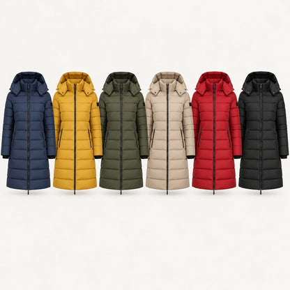 Manteau d'hiver long matelassé à capuche pour femme 2