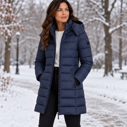 Manteau d'hiver long matelassé à capuche pour femme 3