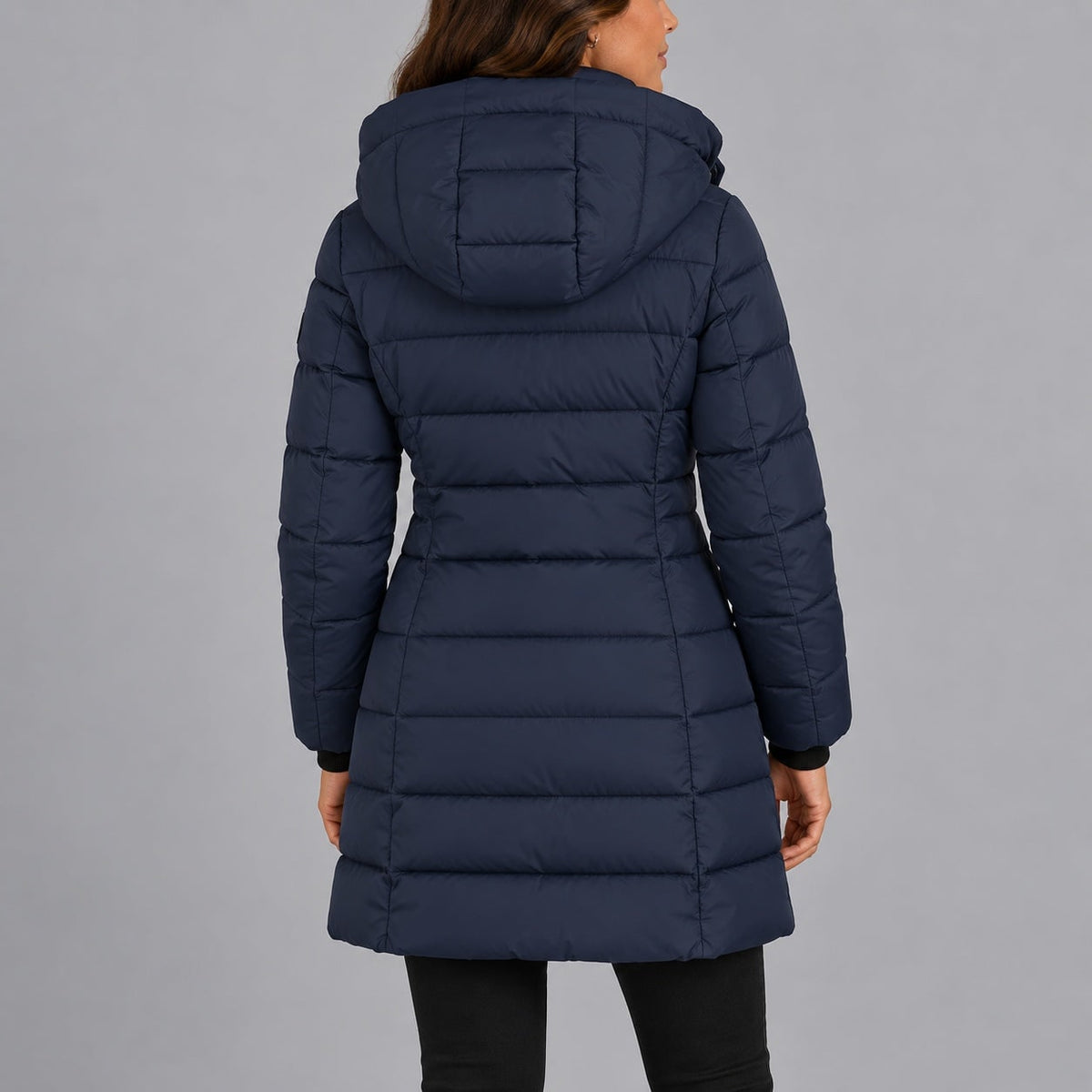 Manteau d'hiver long matelassé à capuche pour femme 10