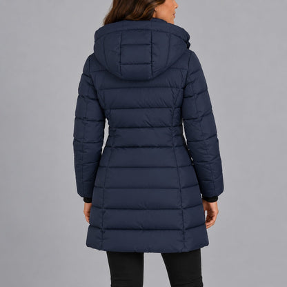Manteau d'hiver long matelassé à capuche pour femme 10