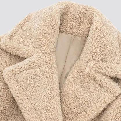 Céline | Femme Teddy Long Croisé Fausse Fourrure Revers Hiver Manteau 5