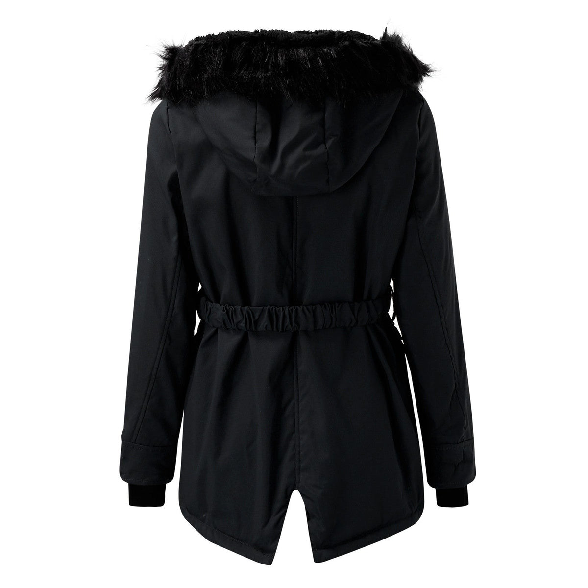 Parka d'hiver à capuche fausse fourrure, vue de dos
