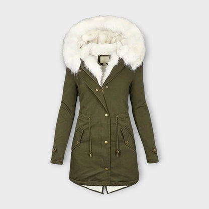 Parka femme imperméable à capuche vert militaire 2