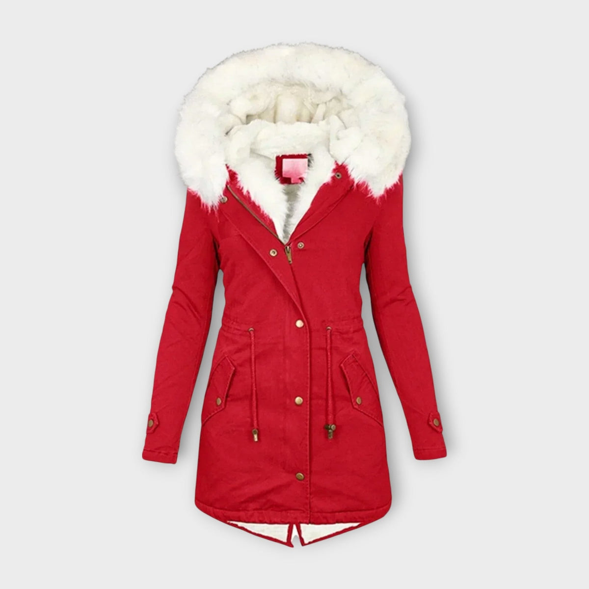 Parka femme imperméable à capuche rouge 4