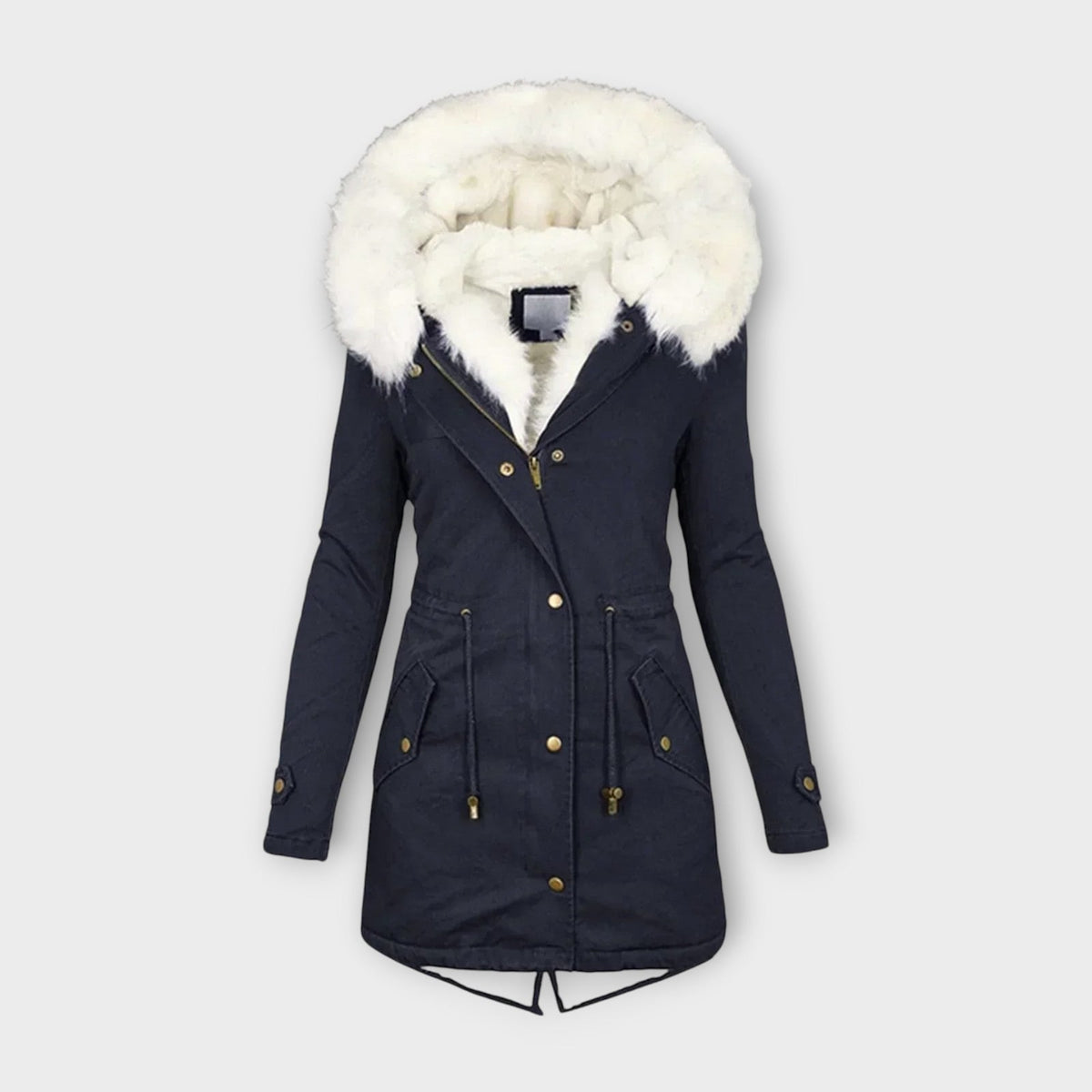 Parka femme imperméable à capuche bleu marine 6