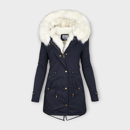 Parka femme imperméable à capuche bleu marine 6