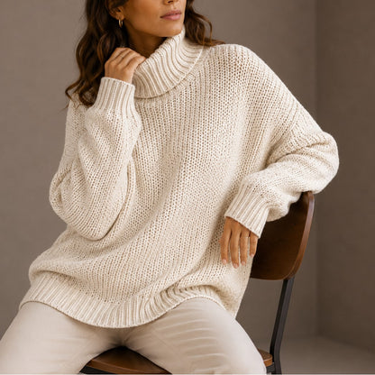 Jade pull femme col roulé épais oversize blanc
