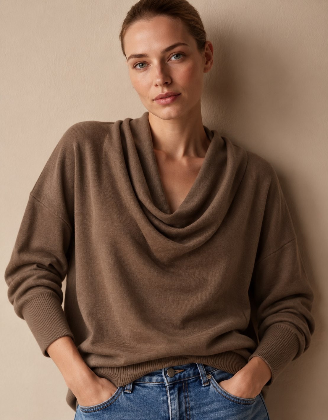 Pull en maille col bénitier femme, manches longues 2