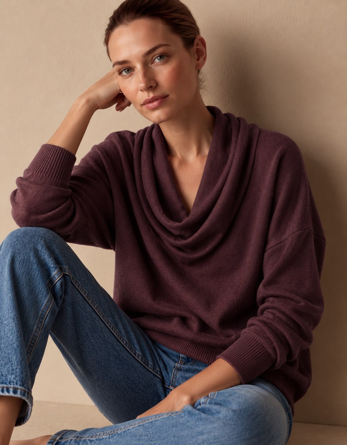 Pull en maille col bénitier femme, manches longues 5