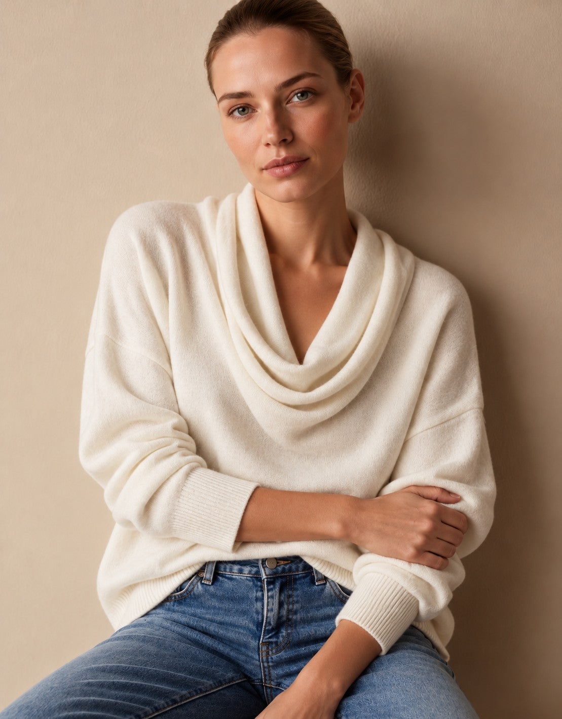 Pull en maille col bénitier femme, manches longues 6