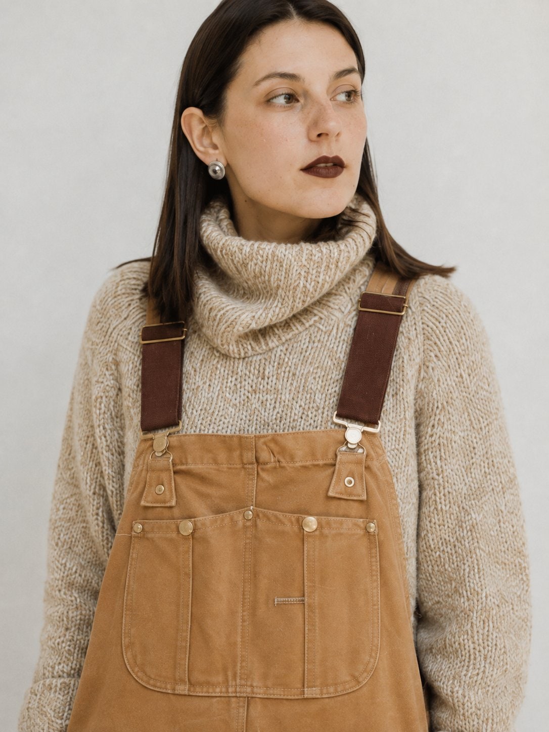 Salopette en toile pour femme, coupe décontractée avec nombreuses poches 3