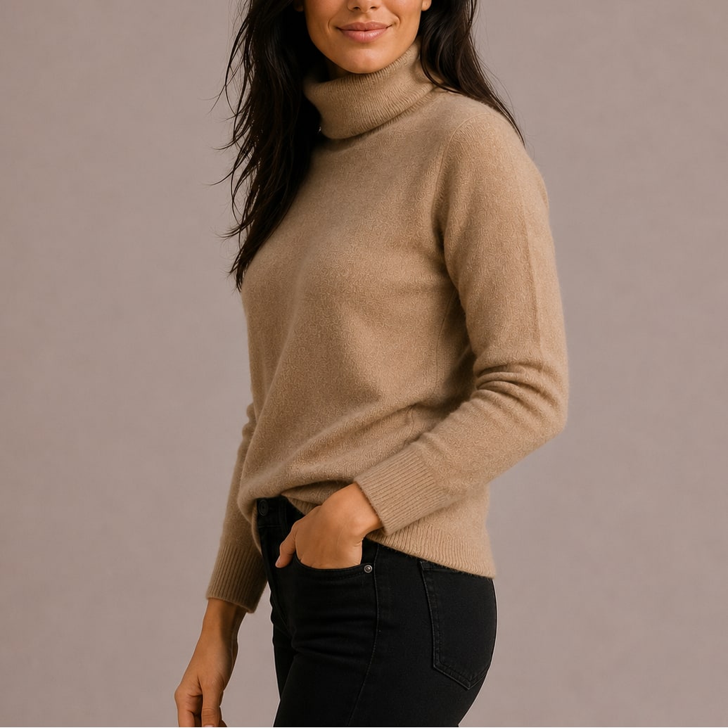 Zoé sous-pull femme col roulé en maille vue de côté