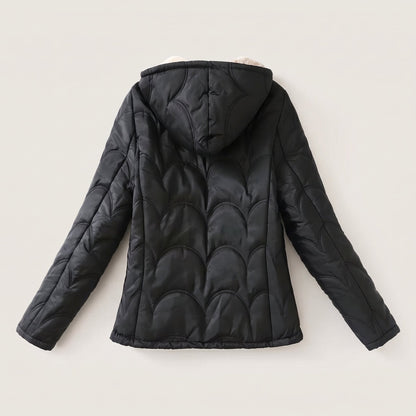Veste à capuche doublée sherpa, coloris noir, vue de dos